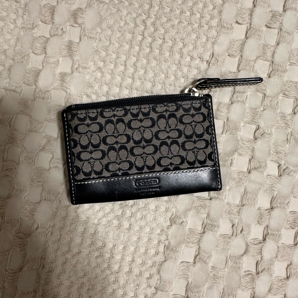 Coach Black and Gray Signature Card Holder
